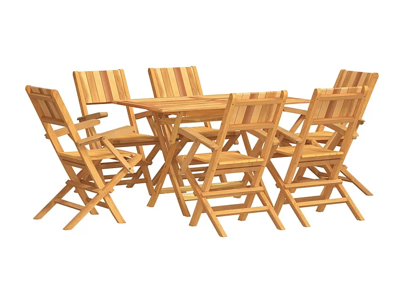 Zeki  Ensemble à manger de jardin 7 pcs Bois de teck solide