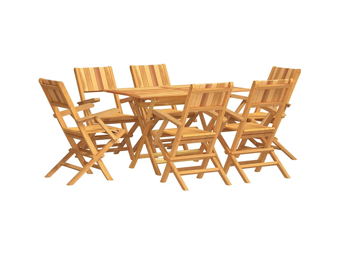 Zeki  Ensemble à manger de jardin 7 pcs Bois de teck solide