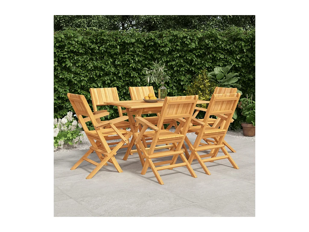 Zeki  Ensemble à manger de jardin 7 pcs Bois de teck solide