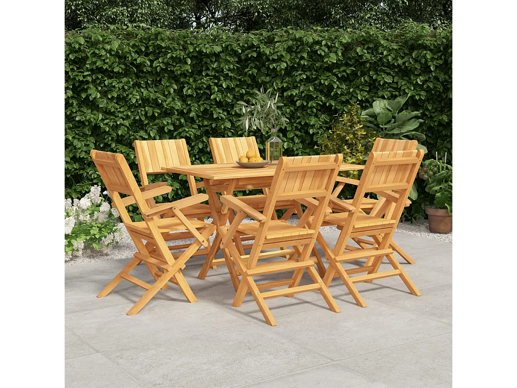 Zeki  Ensemble à manger de jardin 7 pcs Bois de teck solide
