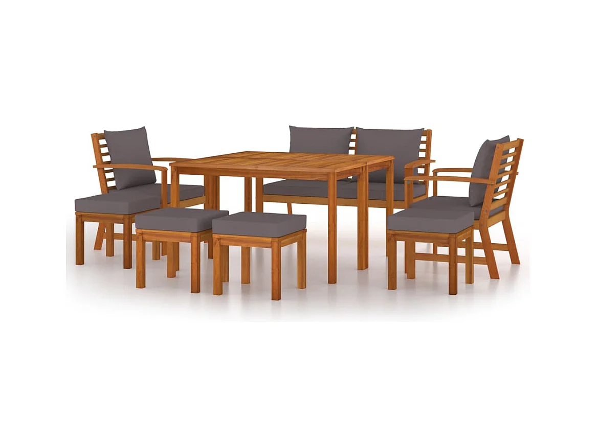Talence  Ensemble à manger de jardin coussins 9 pcs Bois acacia