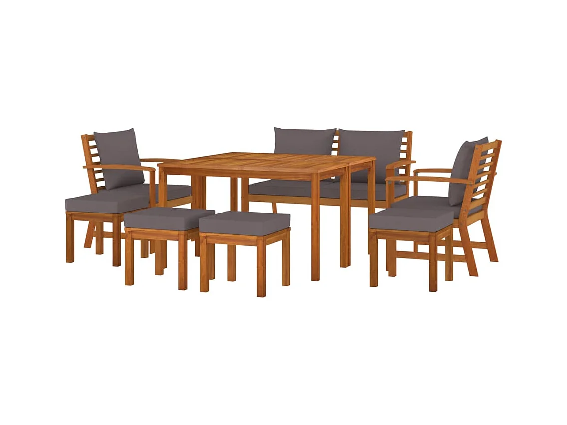 Talence  Ensemble à manger de jardin coussins 9 pcs Bois acacia