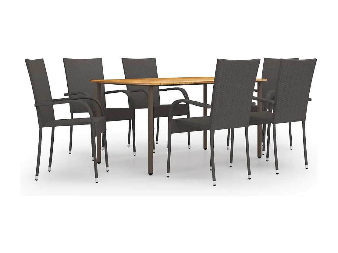 Baldwin  Ensemble à manger de jardin 7 pcs Résine tressée Marron