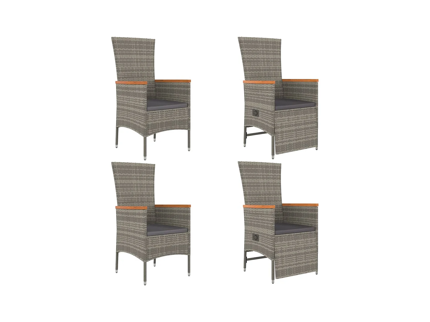 Cape May  Ensemble à manger de jardin 5 pcs coussins gris résine tressée