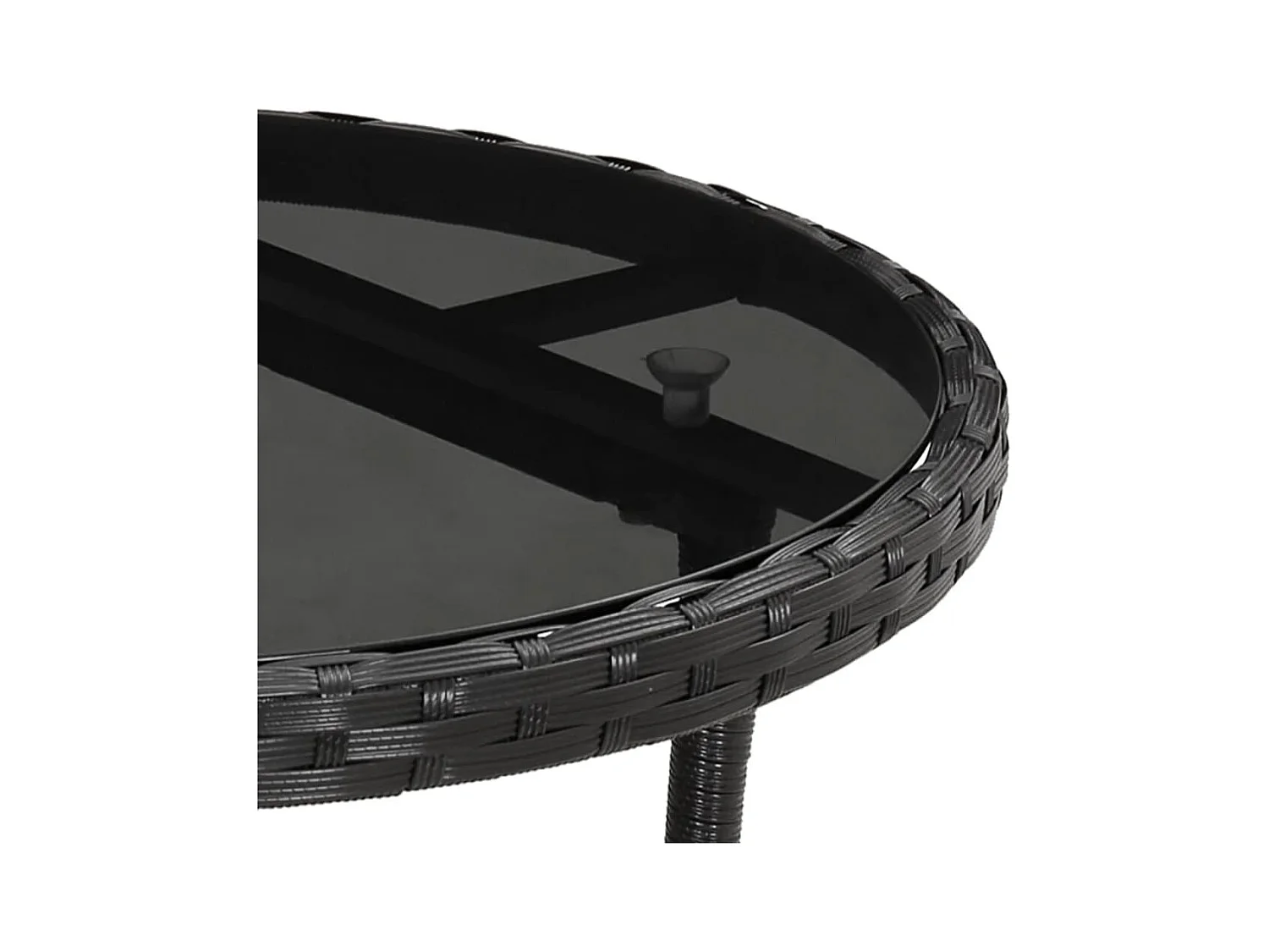 Rantasalmi  Ensemble à manger de jardin et coussins 3 pcs noir rotin verre