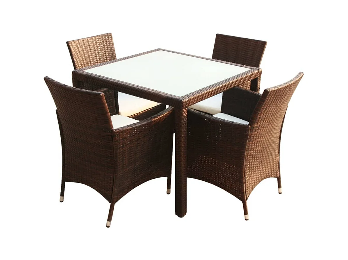 Fea  5-delige Tuinset met kussens poly rattan bruin