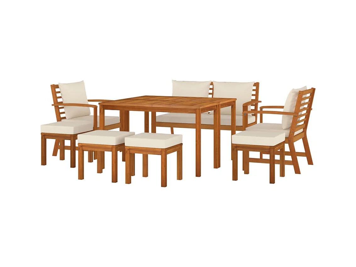 Talence  Ensemble à manger de jardin coussins 9 pcs Bois acacia