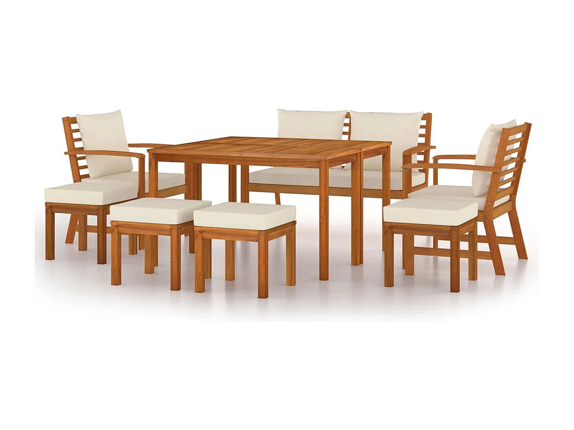 Talence  Ensemble à manger de jardin coussins 9 pcs Bois acacia