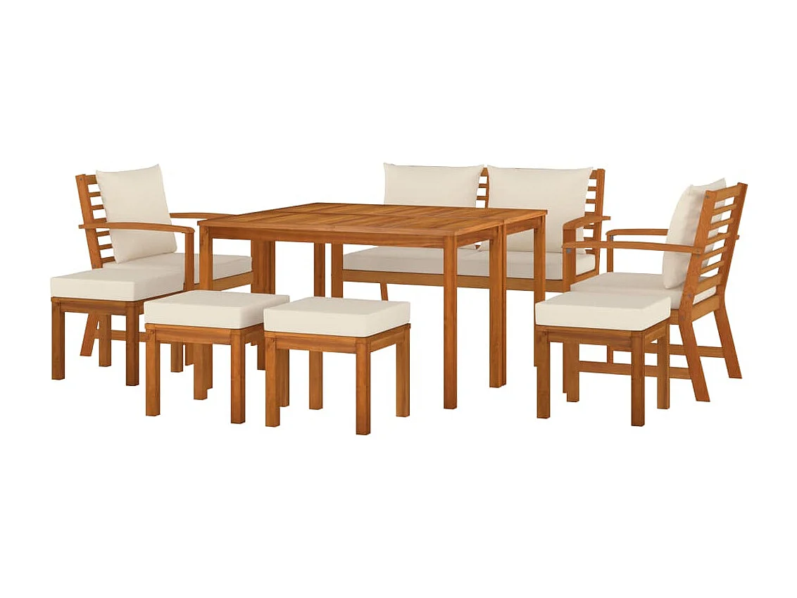 Talence  Ensemble à manger de jardin coussins 9 pcs Bois acacia