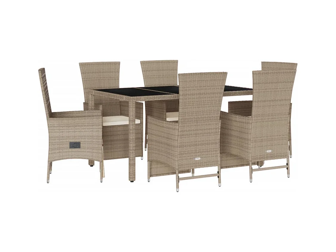 Barnesville  7-delige Tuinset met kussens poly rattan beige