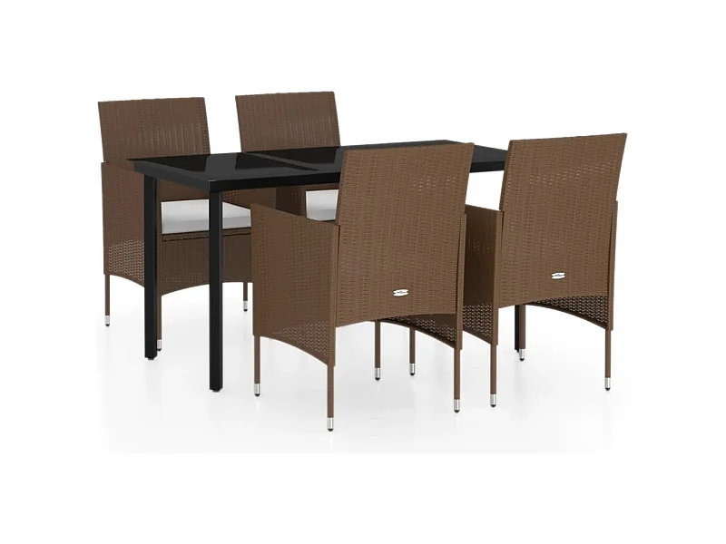 Hillsboro  5-delige Tuinset met kussens bruin en zwart