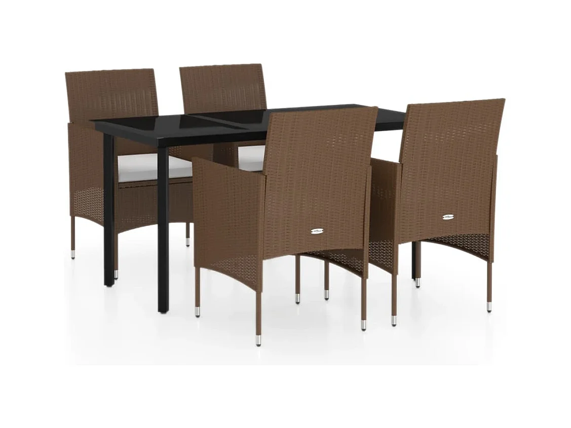 Hillsboro  5-delige Tuinset met kussens bruin en zwart