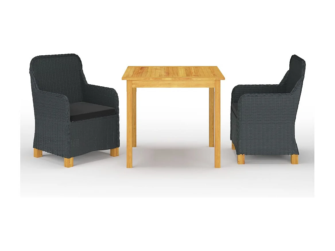 Svogerslev  Juego de comedor para jardín 3 piezas gris oscuro