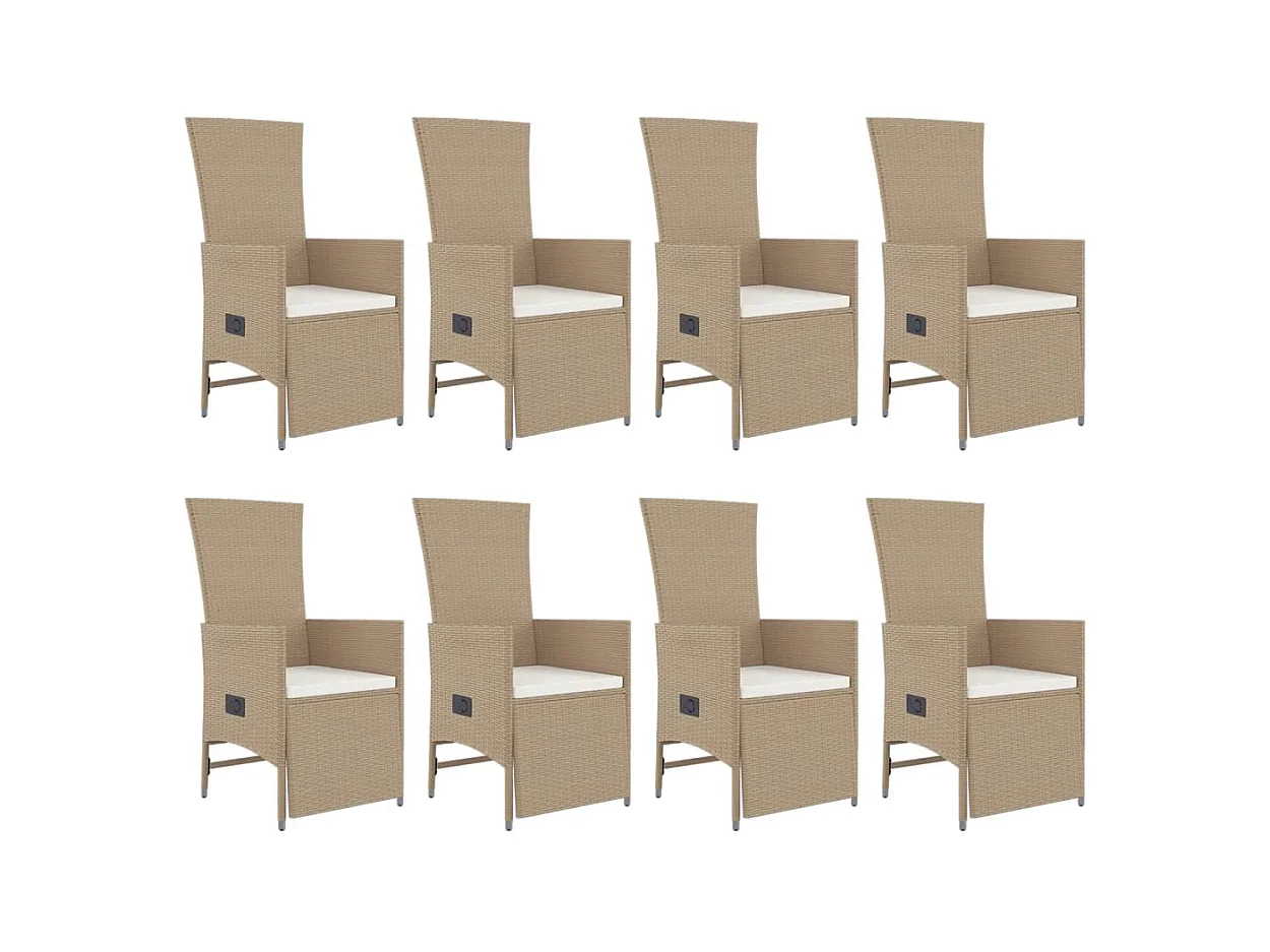 Olryn  Ensemble à manger de jardin et coussins 9 pcs beige Poly rotin