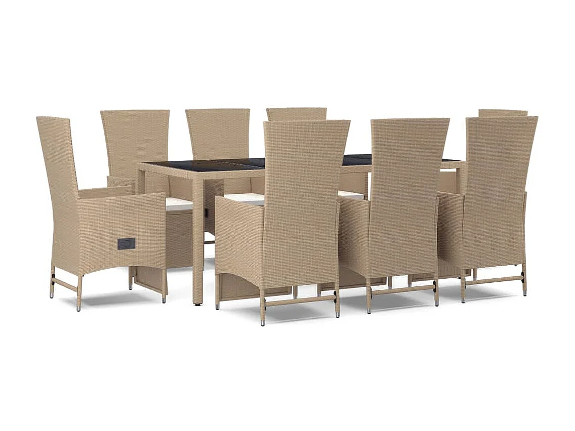 Olryn  9-delige Tuinset met kussens poly rattan beige
