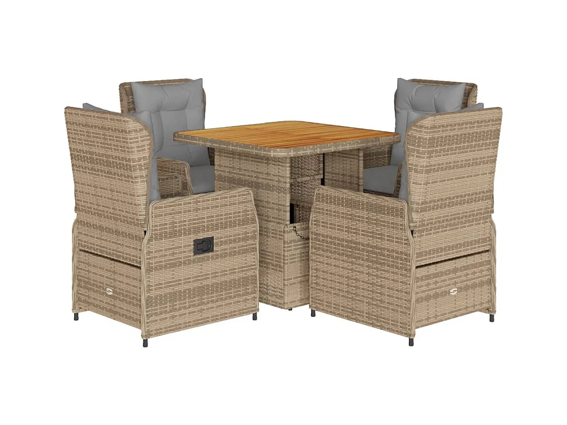 Coleville  5-delige Tuinset met kussens poly rattan beige