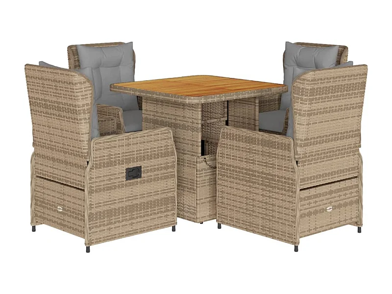 Coleville  Ensemble à manger de jardin avec coussins 5pcs Beige poly rotin