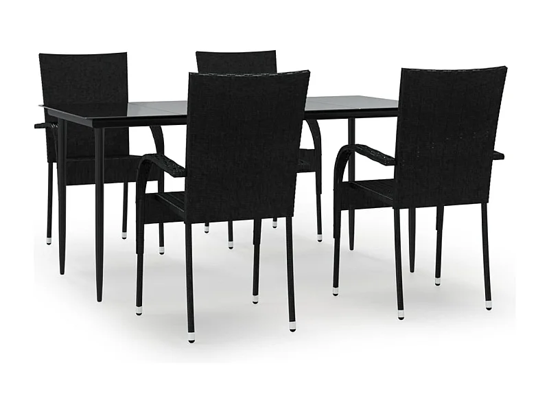 Boiling Springs  Juego de comedor de jardín 5 piezas ratán sintético negro