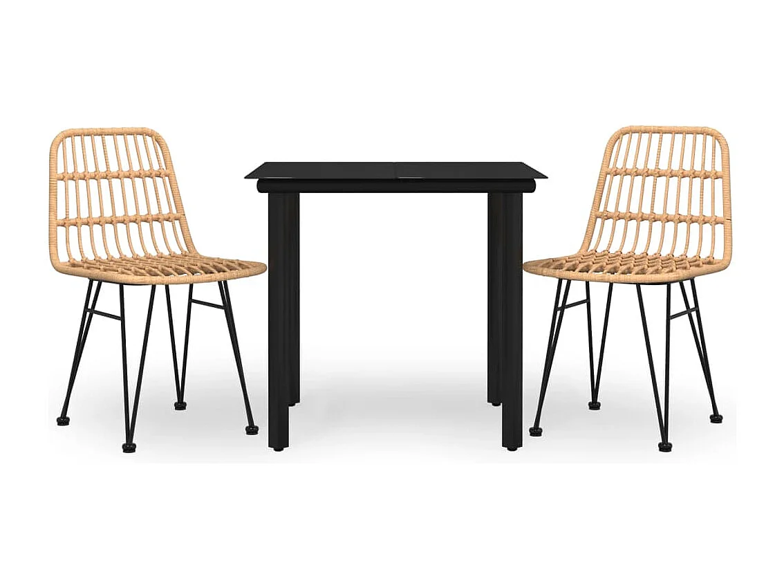 Ballyhaise  Ensemble à manger de jardin 3 pcs Résine tressée