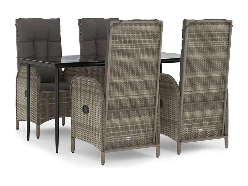 Lochem  Ensemble à manger de jardin coussins 5 pcs noir et gris