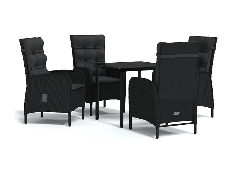 Eliseo  Ensemble à manger de jardin avec coussins 5 pcs Noir