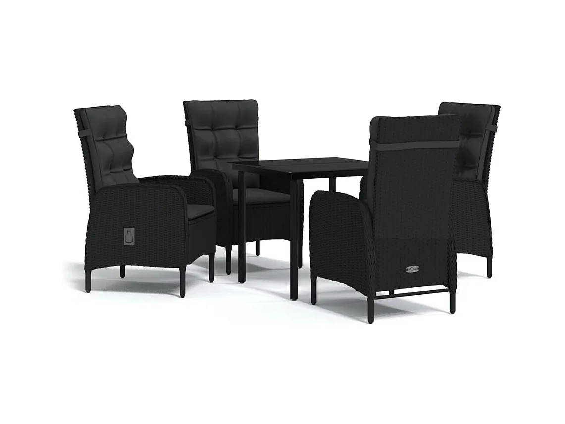 Eliseo  Ensemble à manger de jardin avec coussins 5 pcs Noir