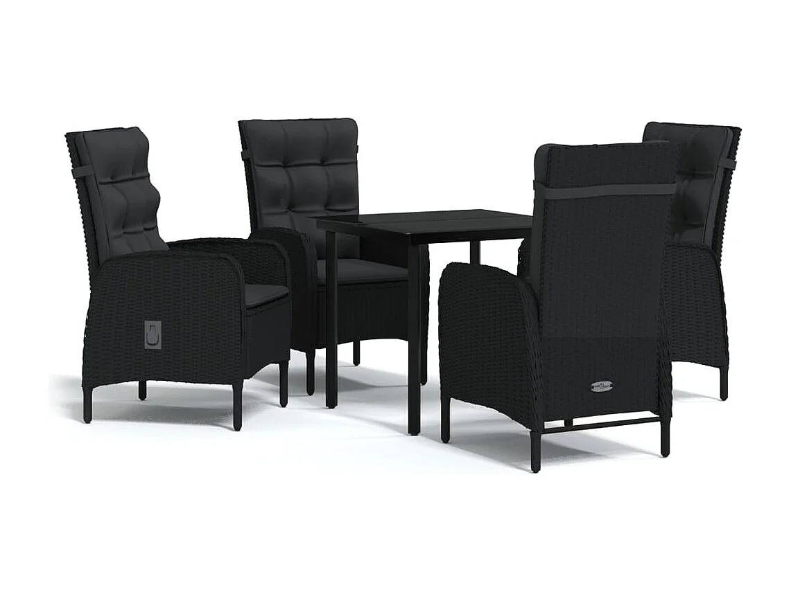 Eliseo  Ensemble à manger de jardin avec coussins 5 pcs Noir