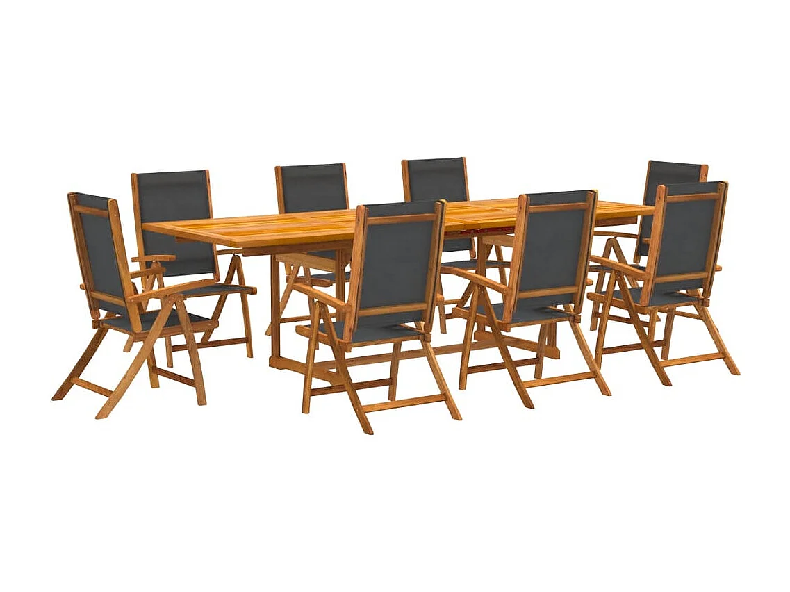 Bussum  9-delige Tuinset massief acaciahout en textileen