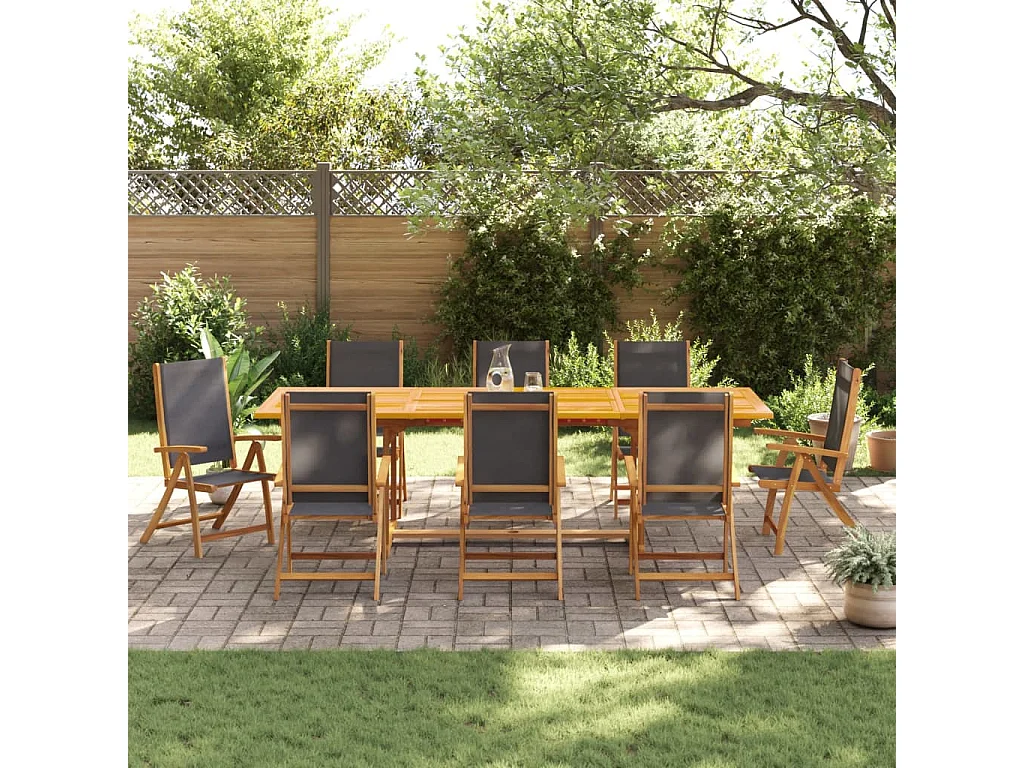 Bussum  9-delige Tuinset massief acaciahout en textileen