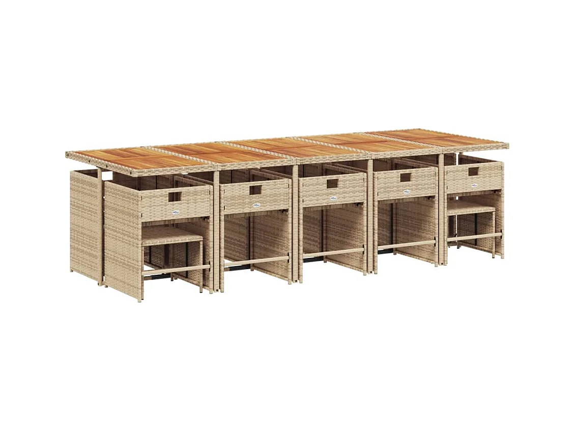 Zenn  Ensemble à manger de jardin et coussins 15 pcs beige