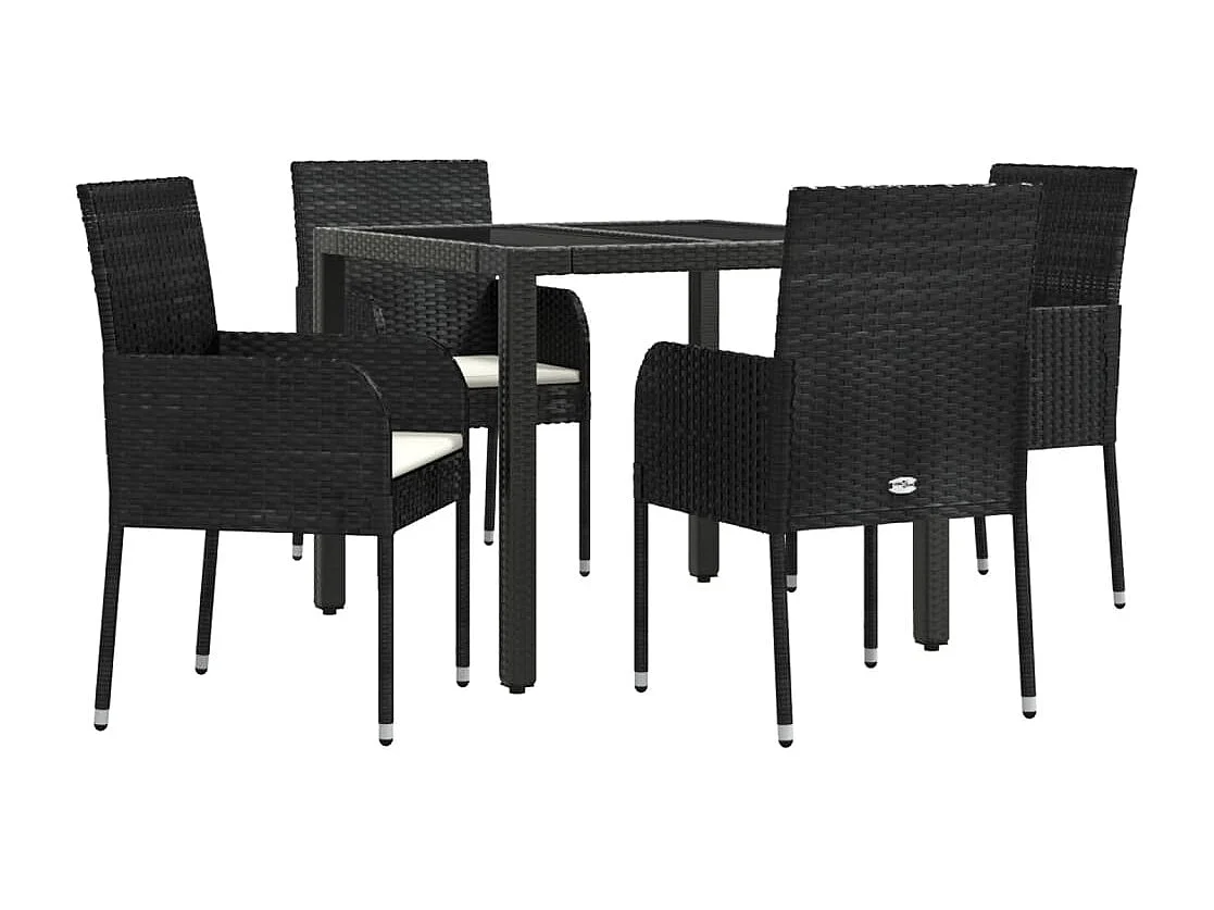 Prolenta Premium -  5-delige Tuinset met kussens poly rattan zwart