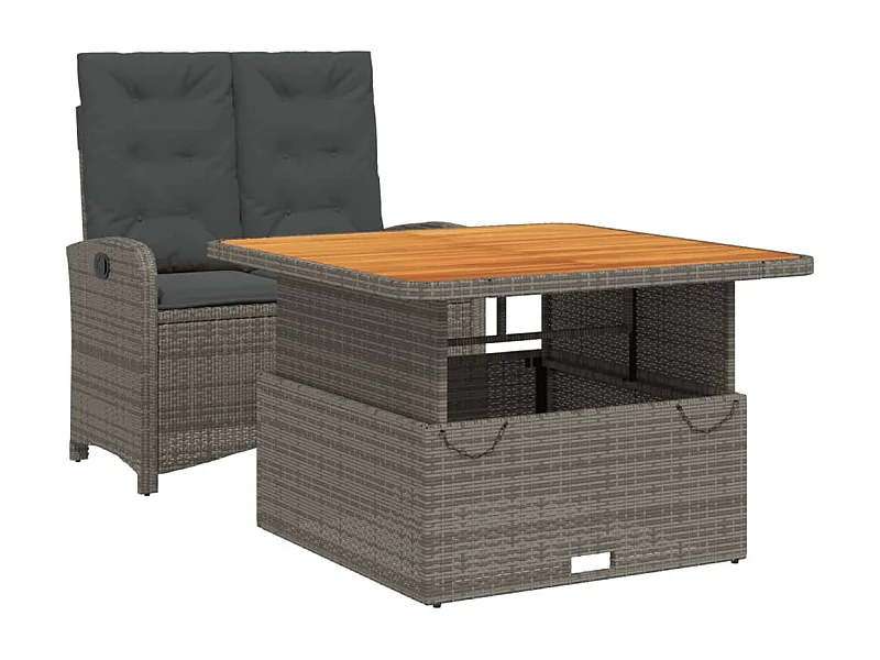 Wise  Ensemble à manger de jardin et coussins 2 pcs gris rotin