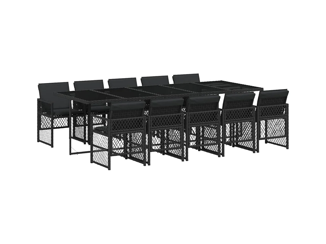 Connersville  11-delige Tuinset met kussens poly rattan zwart