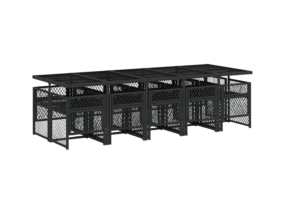 Connersville  11-delige Tuinset met kussens poly rattan zwart