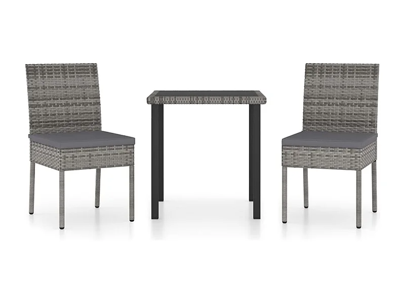 Nesrin  3-delige Tuinset poly rattan grijs