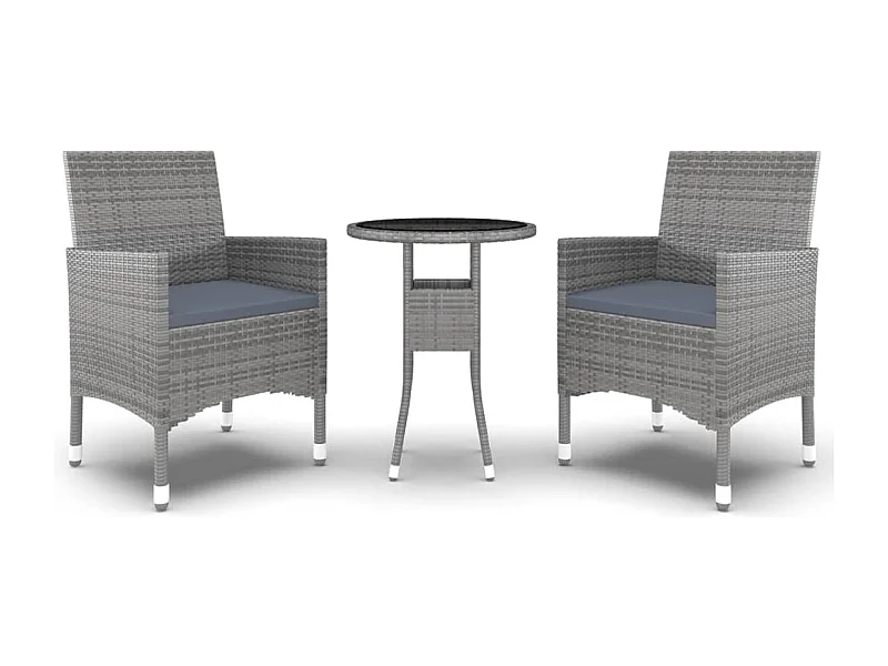 Nylvi  3-delige Tuinset poly rattan grijs