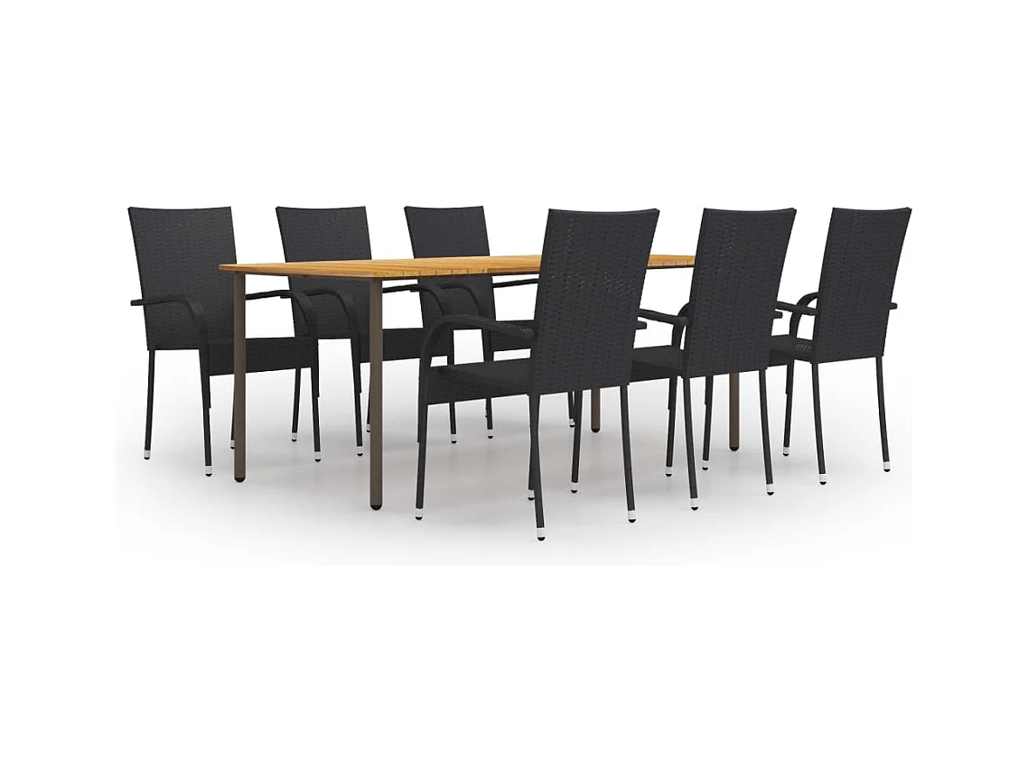 Eric Cole  Ensemble à manger de jardin 7 pcs Résine tressée Noir