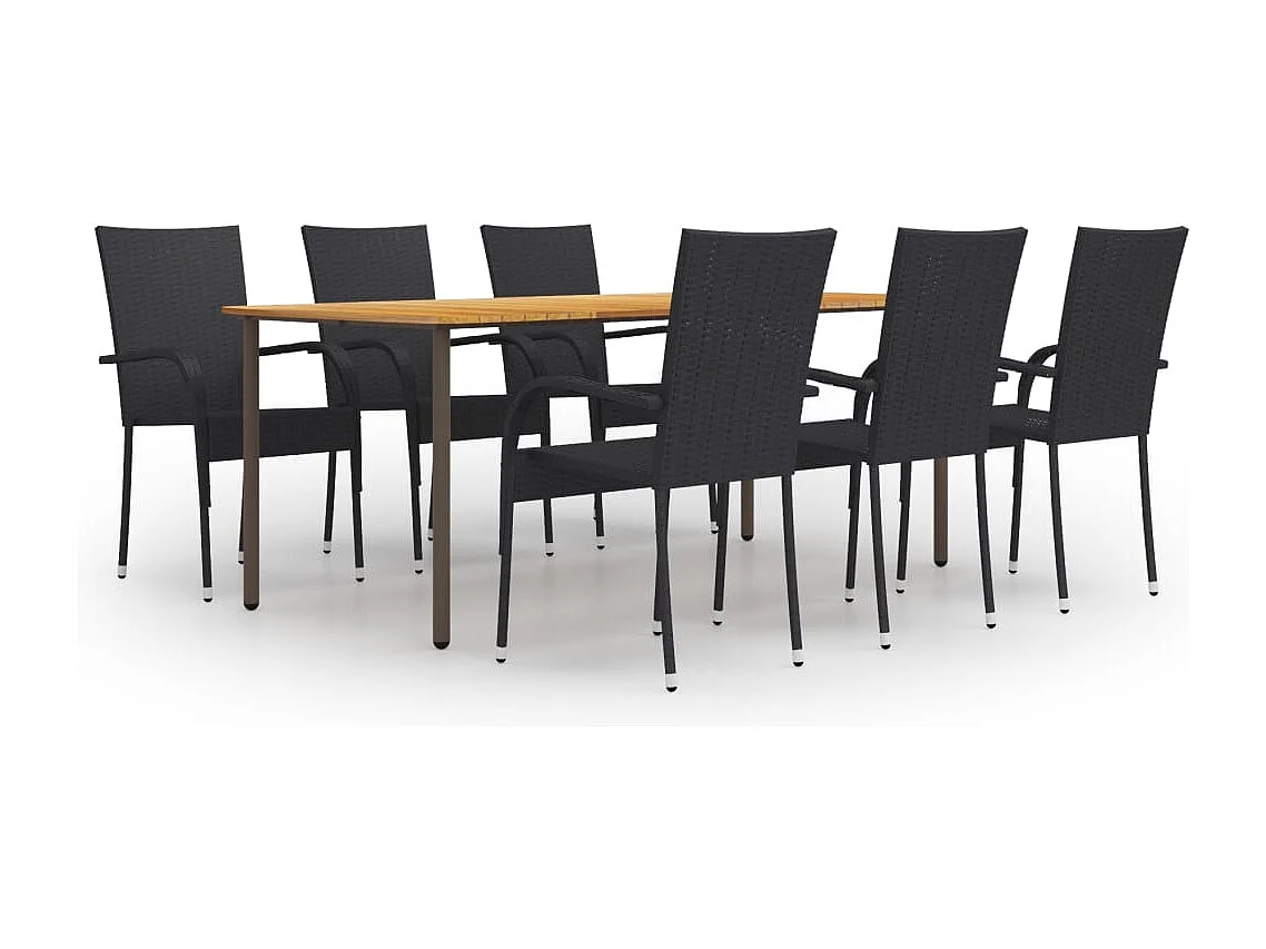 Eric Cole  Ensemble à manger de jardin 7 pcs Résine tressée Noir