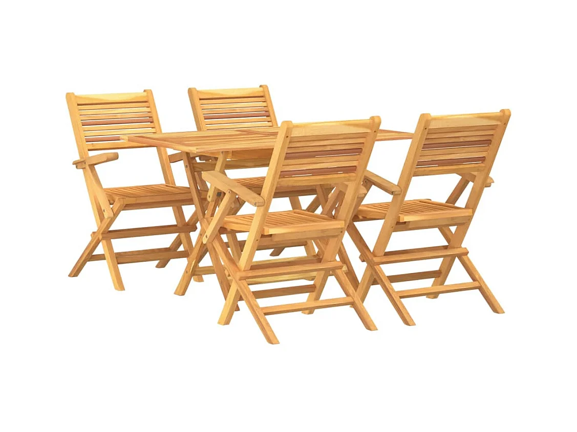 Rianka  Juego de comedor para jardín 5 piezas madera maciza de teca