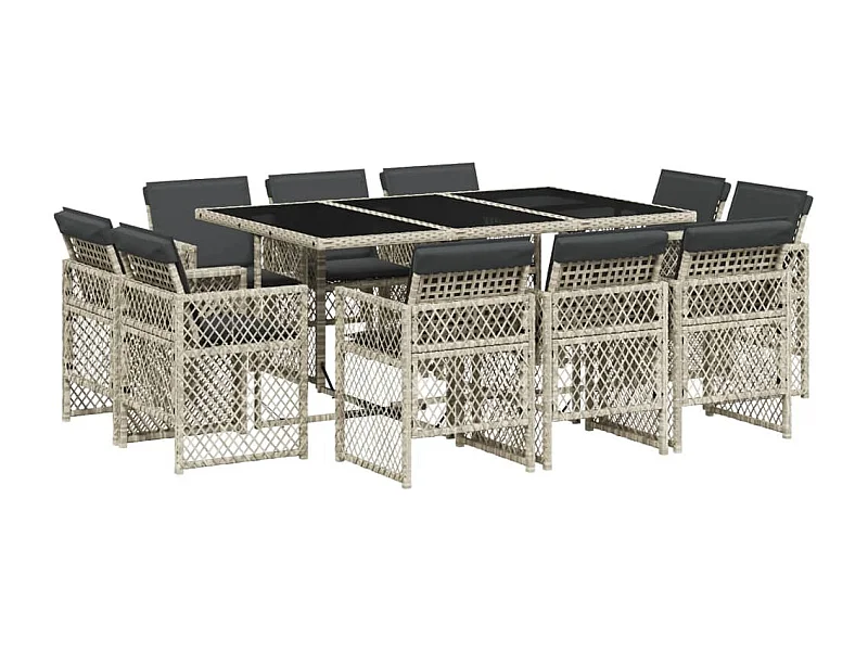 Tatu  11-delige Tuinset met kussens poly rattan lichtgrijs