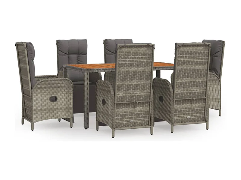 Addison  Ensemble à manger jardin et coussins 7 pcs gris rotin