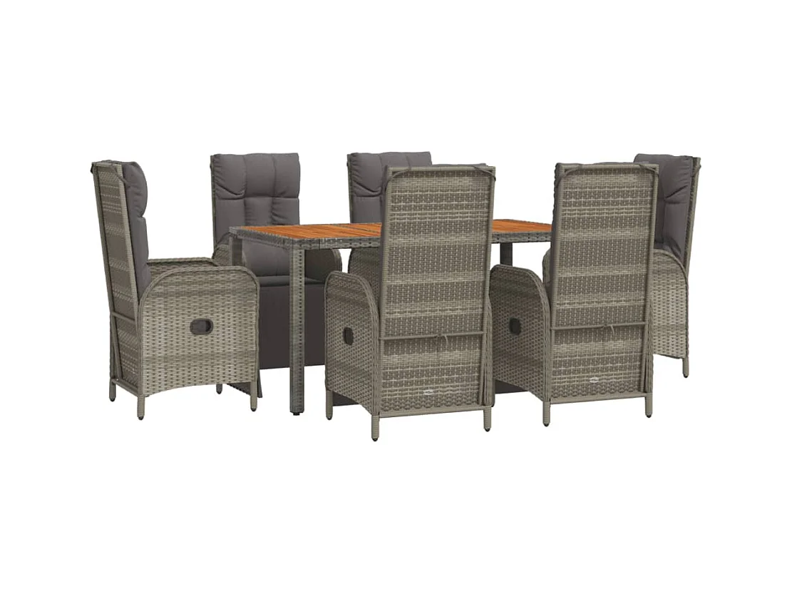 Addison  Ensemble à manger jardin et coussins 7 pcs gris rotin