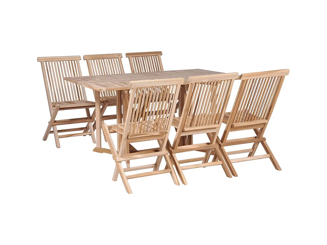 Garden Furniture -  Set de comedor de jardín plegable 7 piezas madera maciza teca