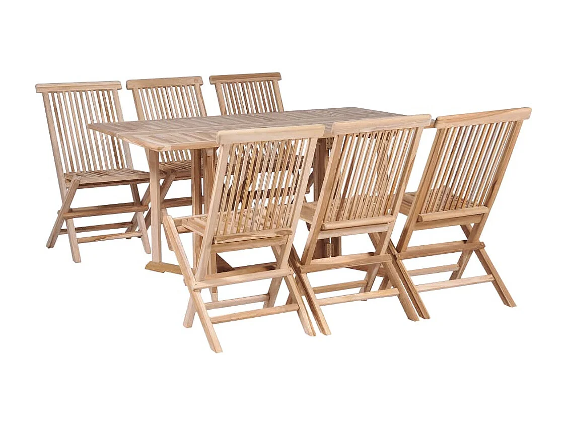 Garden Furniture -  Ensemble à manger d'extérieur pliable 7 pcs Bois solide de teck
