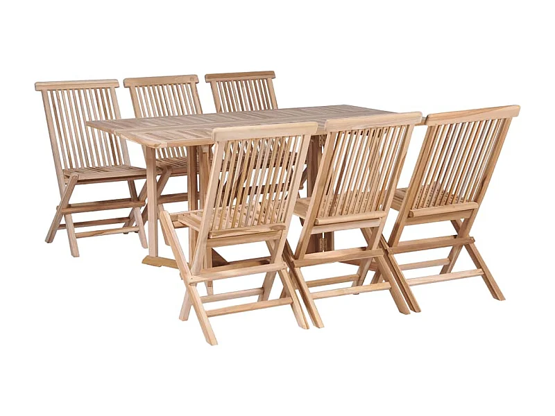 Garden Furniture -  Ensemble à manger d'extérieur pliable 7 pcs Bois solide de teck