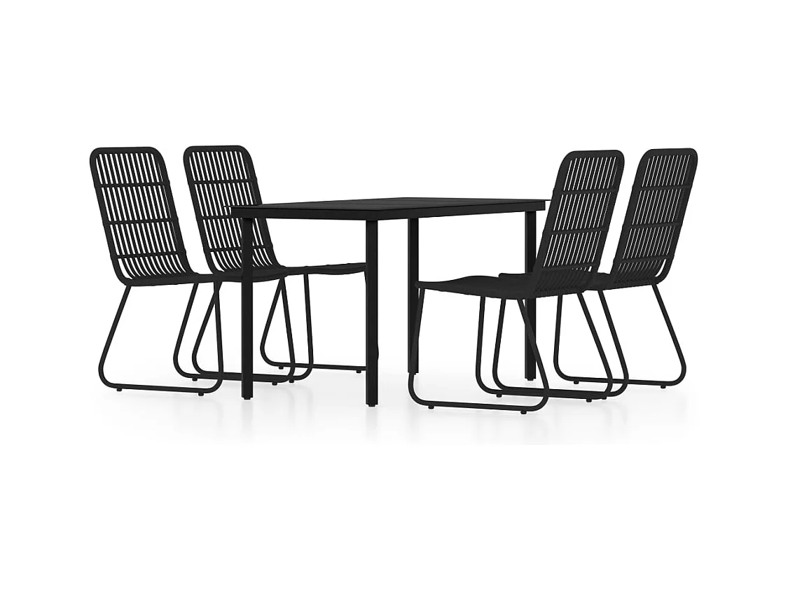 Welcome  Ensemble à manger de jardin 5 pcs Noir