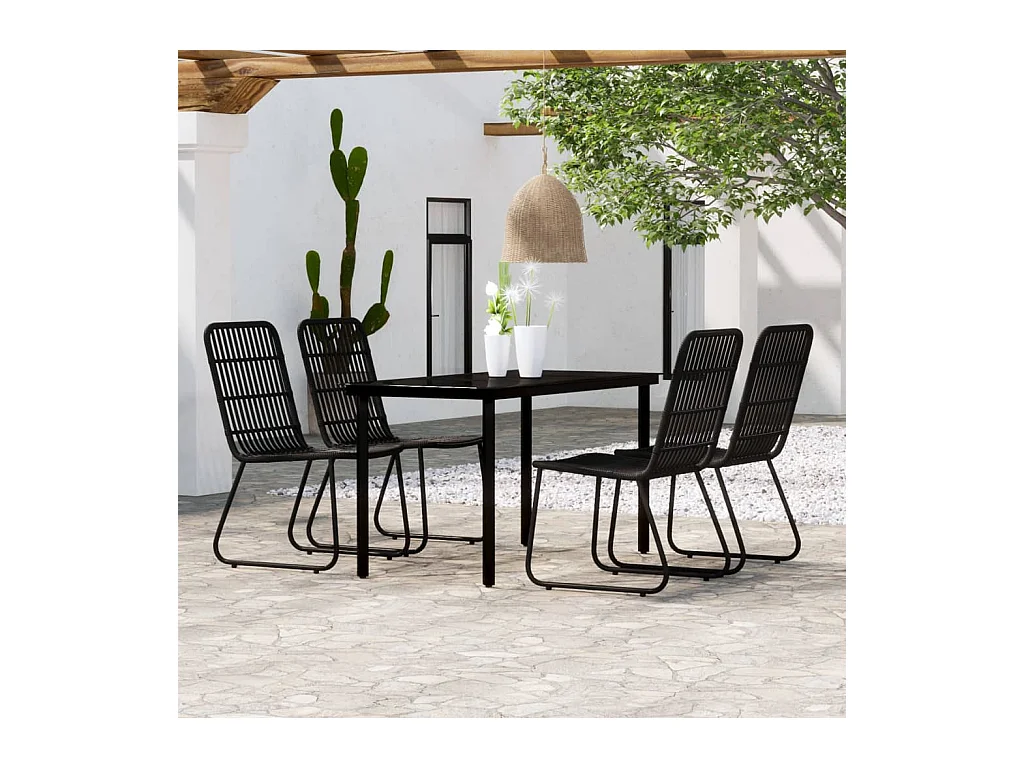 Welcome  Ensemble à manger de jardin 5 pcs Noir