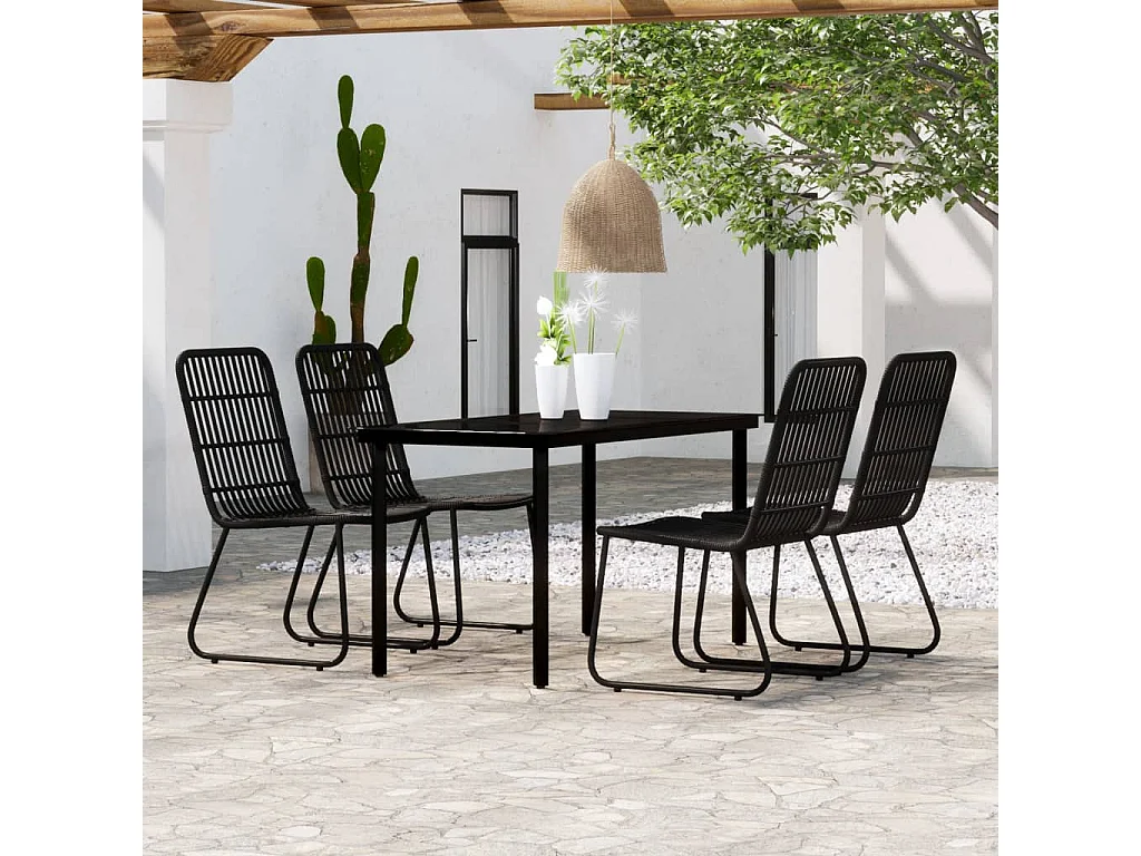 Welcome  Ensemble à manger de jardin 5 pcs Noir