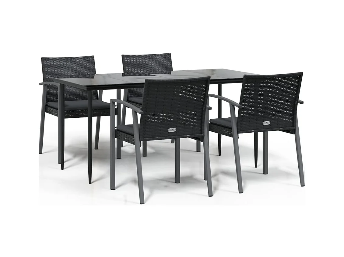 Bucyrus  Ensemble à manger de jardin 5 pcs coussins résine tressée acier