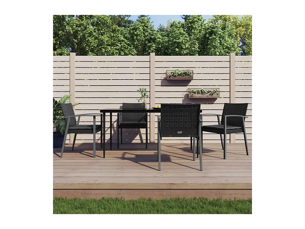 Bucyrus  Ensemble à manger de jardin 5 pcs coussins résine tressée acier